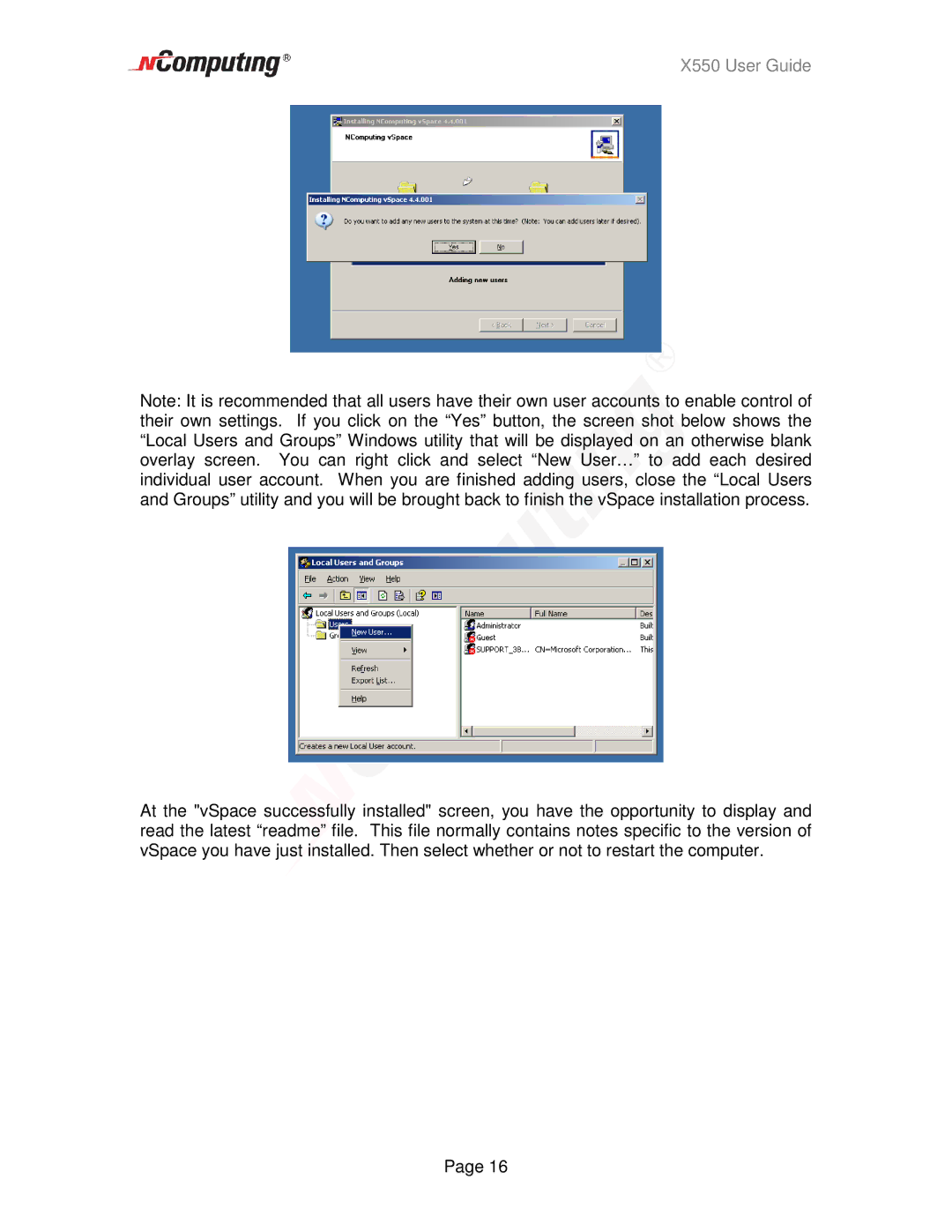 NComputing manual X550 User Guide 