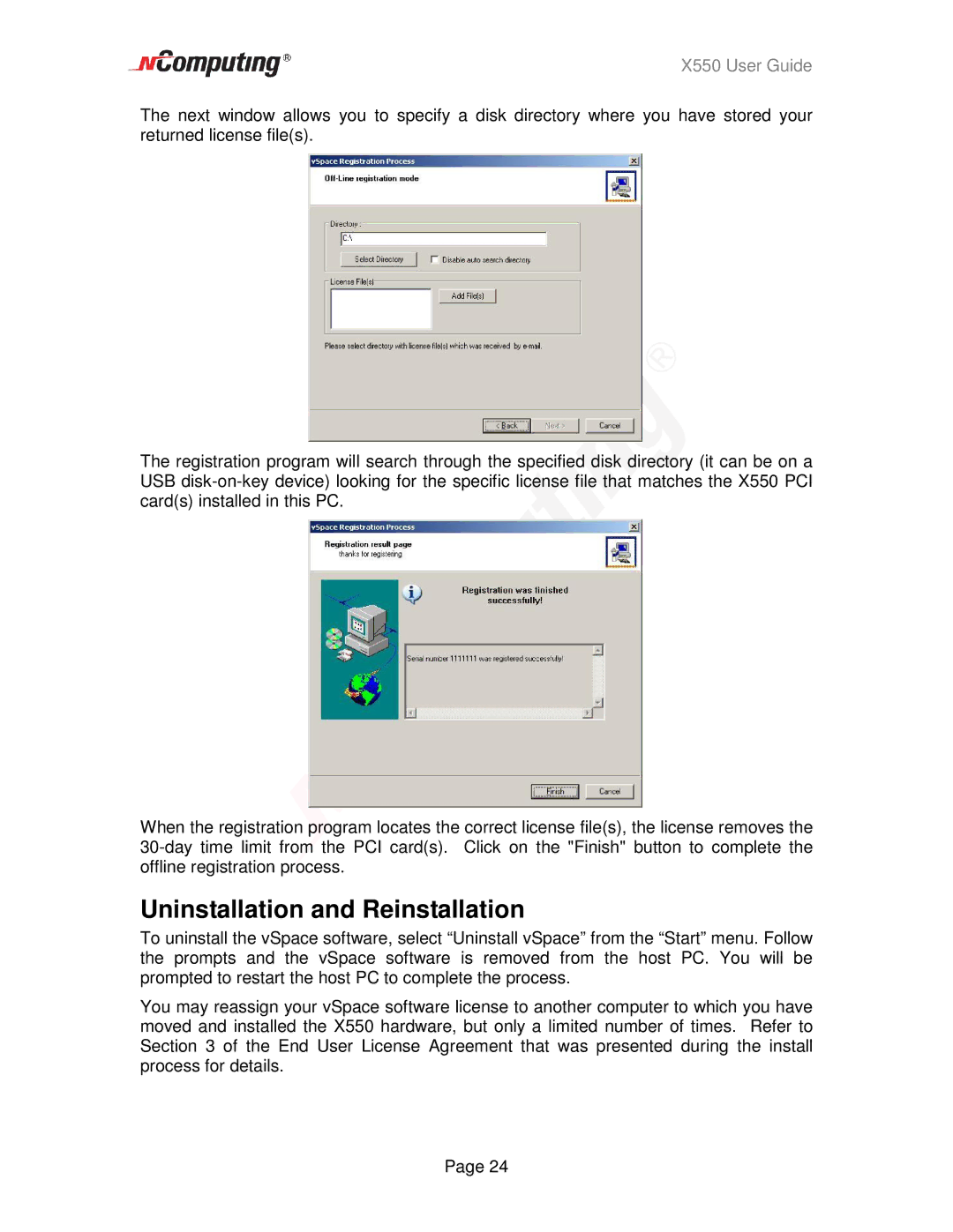 NComputing X550 manual Uninstallation and Reinstallation 