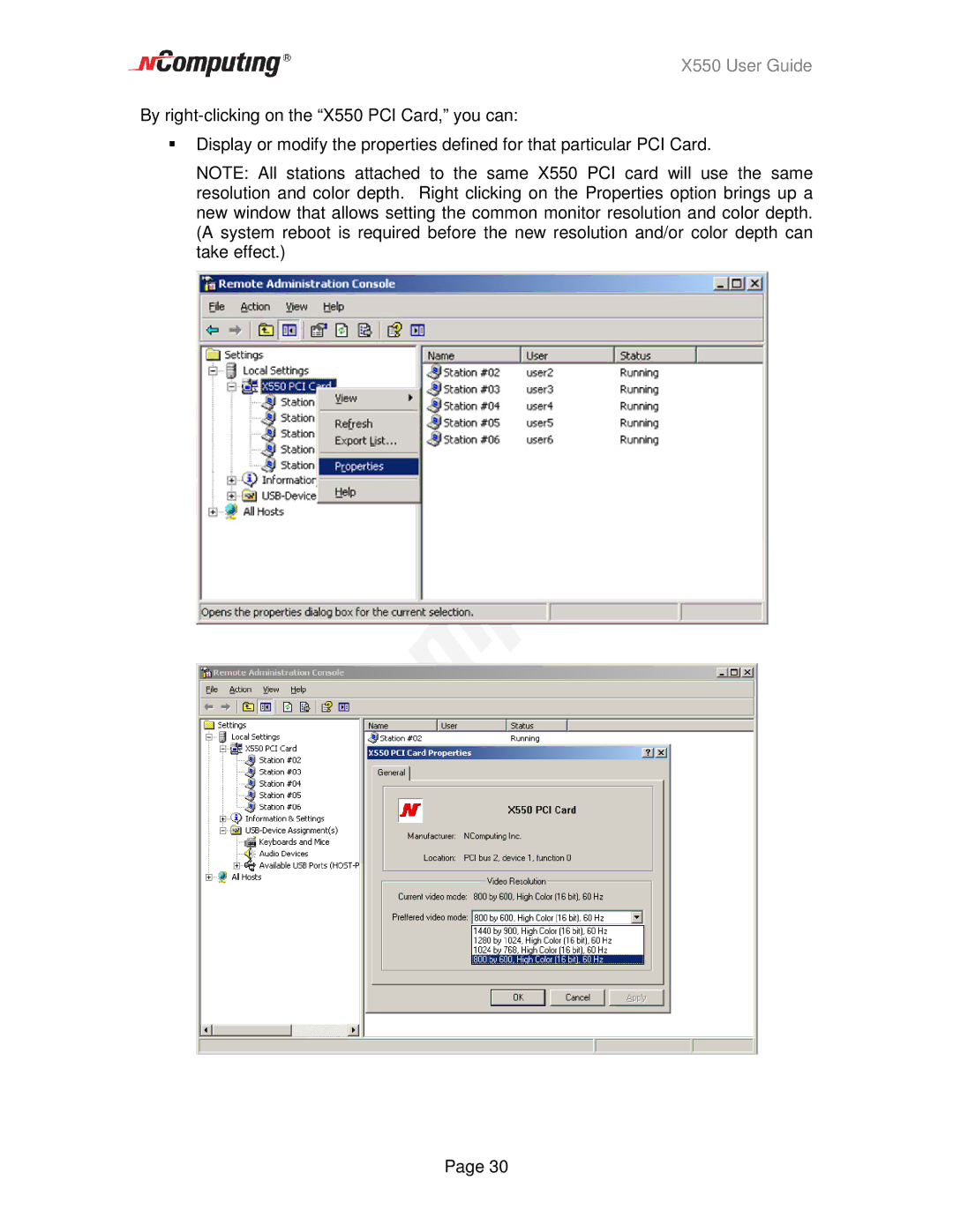 NComputing manual X550 User Guide 