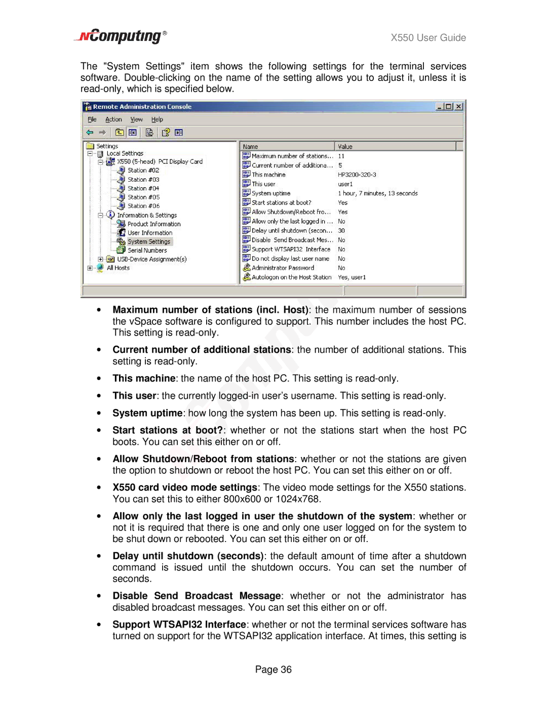 NComputing manual X550 User Guide 