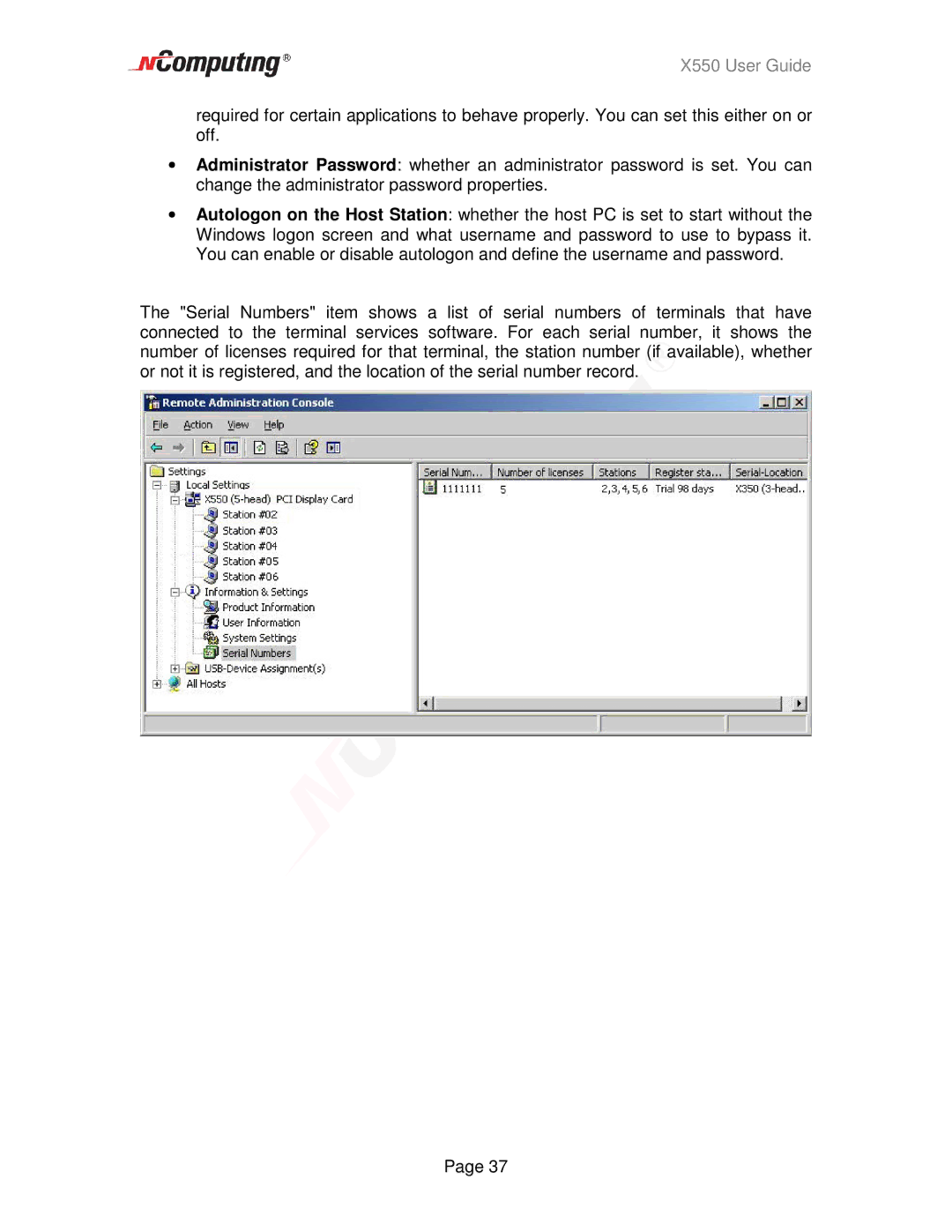 NComputing manual X550 User Guide 