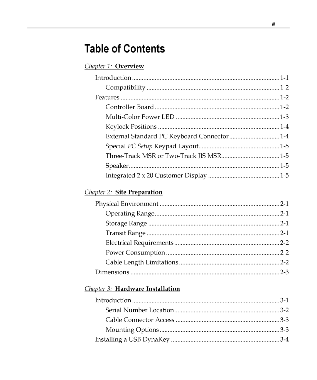 NCR 5953 manual Table of Contents 