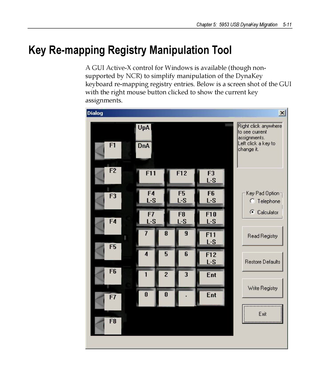 NCR 5953 manual Key Re-mapping Registry Manipulation Tool 