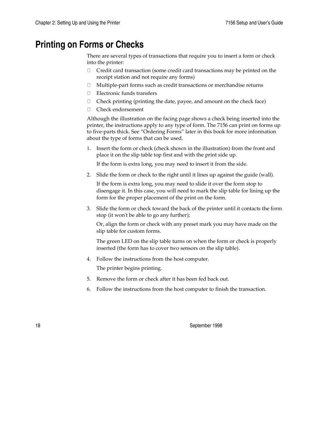 NCR 7156 manual Printing on Forms or Checks 