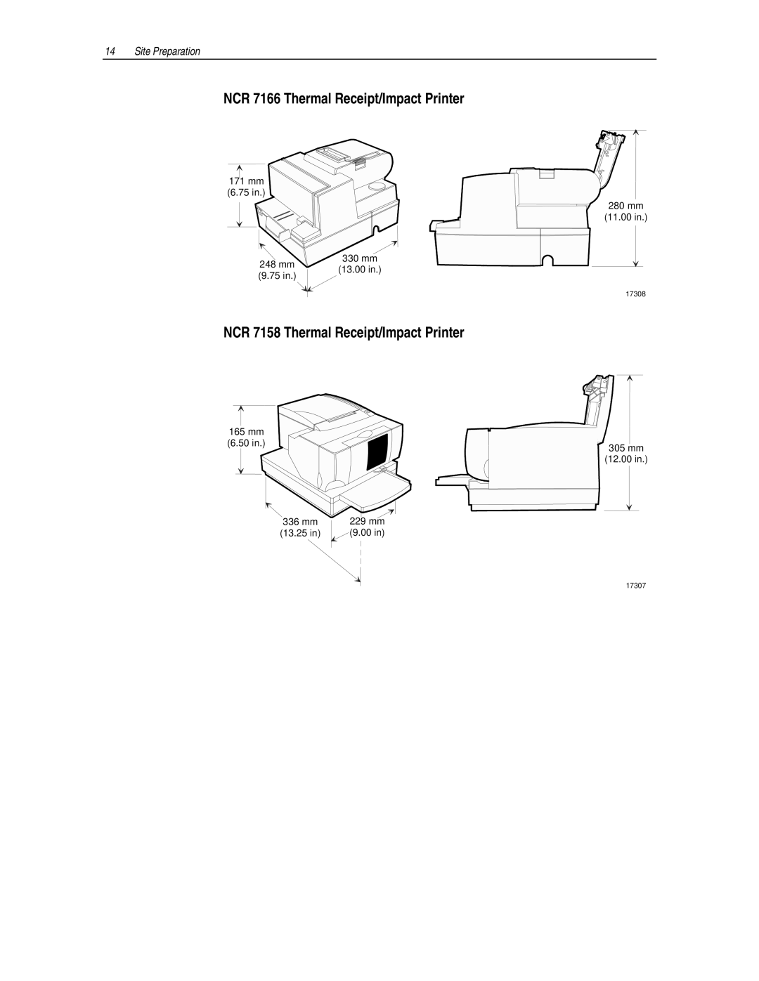 NCR 7455 manual NCR 7166 Thermal Receipt/Impact Printer, NCR 7158 Thermal Receipt/Impact Printer 