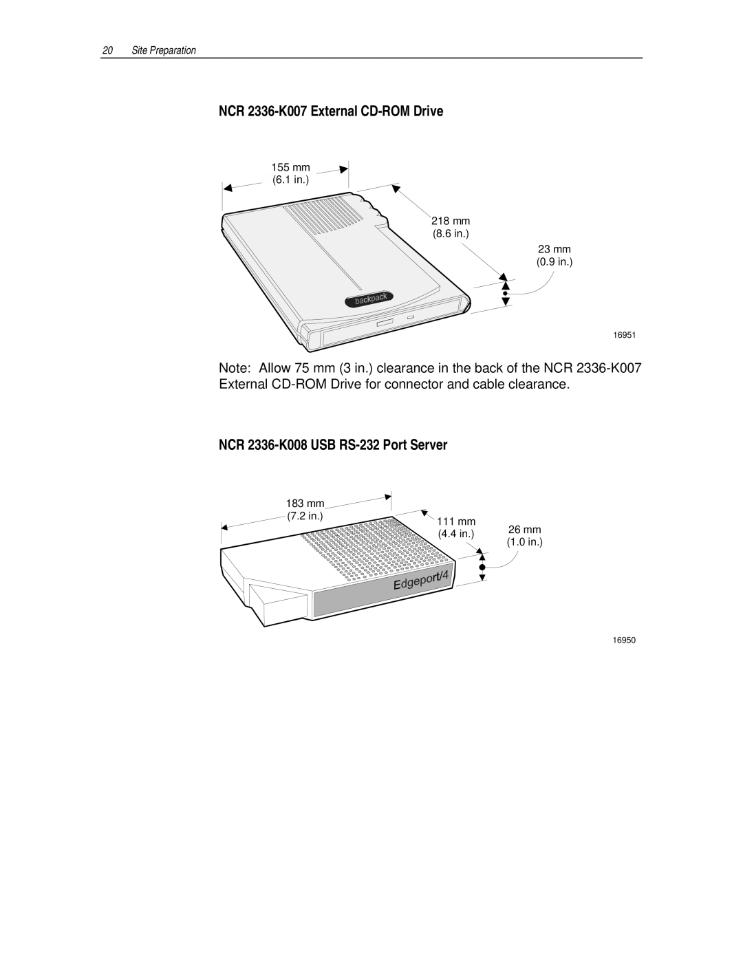 NCR 7455 manual NCR 2336-K007 External CD-ROM Drive, NCR 2336-K008 USB RS-232 Port Server 