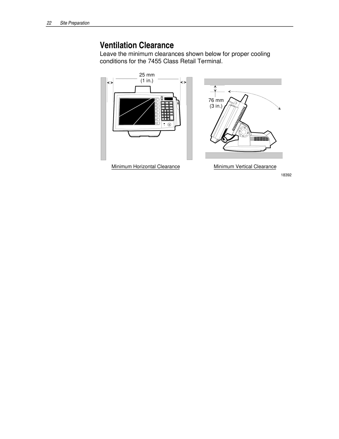 NCR 7455 manual Ventilation Clearance 