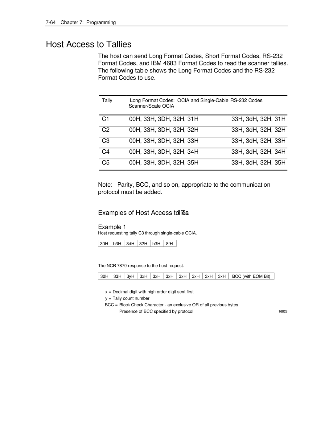 NCR 7870 manual Examples of Host Access to Tallies 