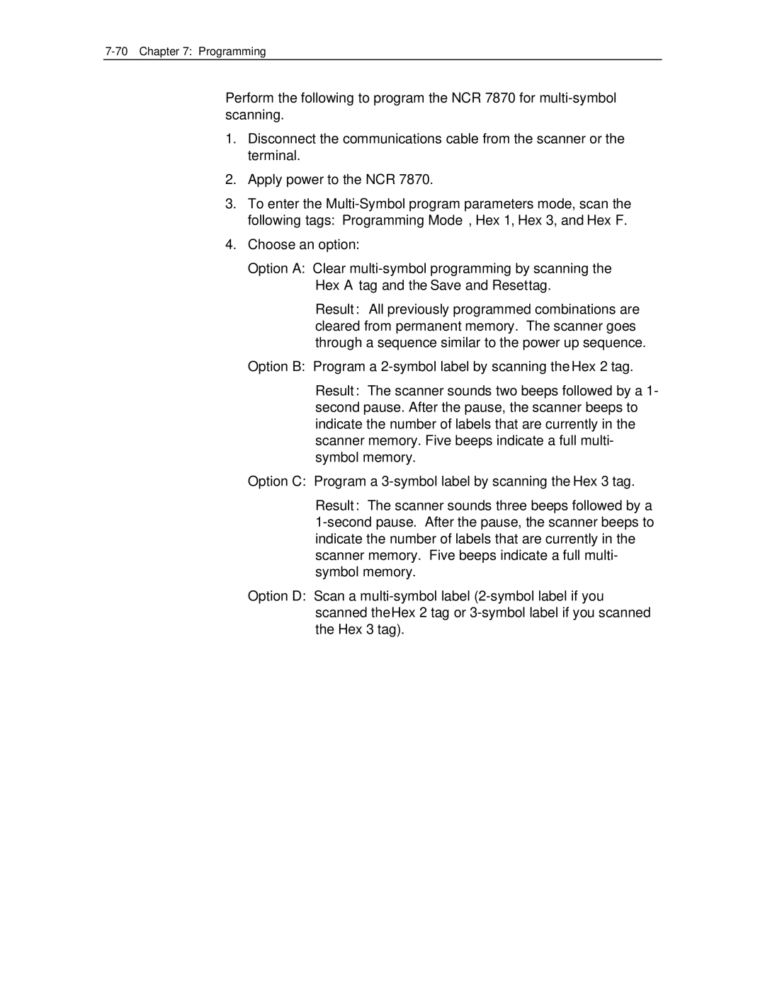 NCR 7870 manual Hex a tag and the Save and Reset tag 