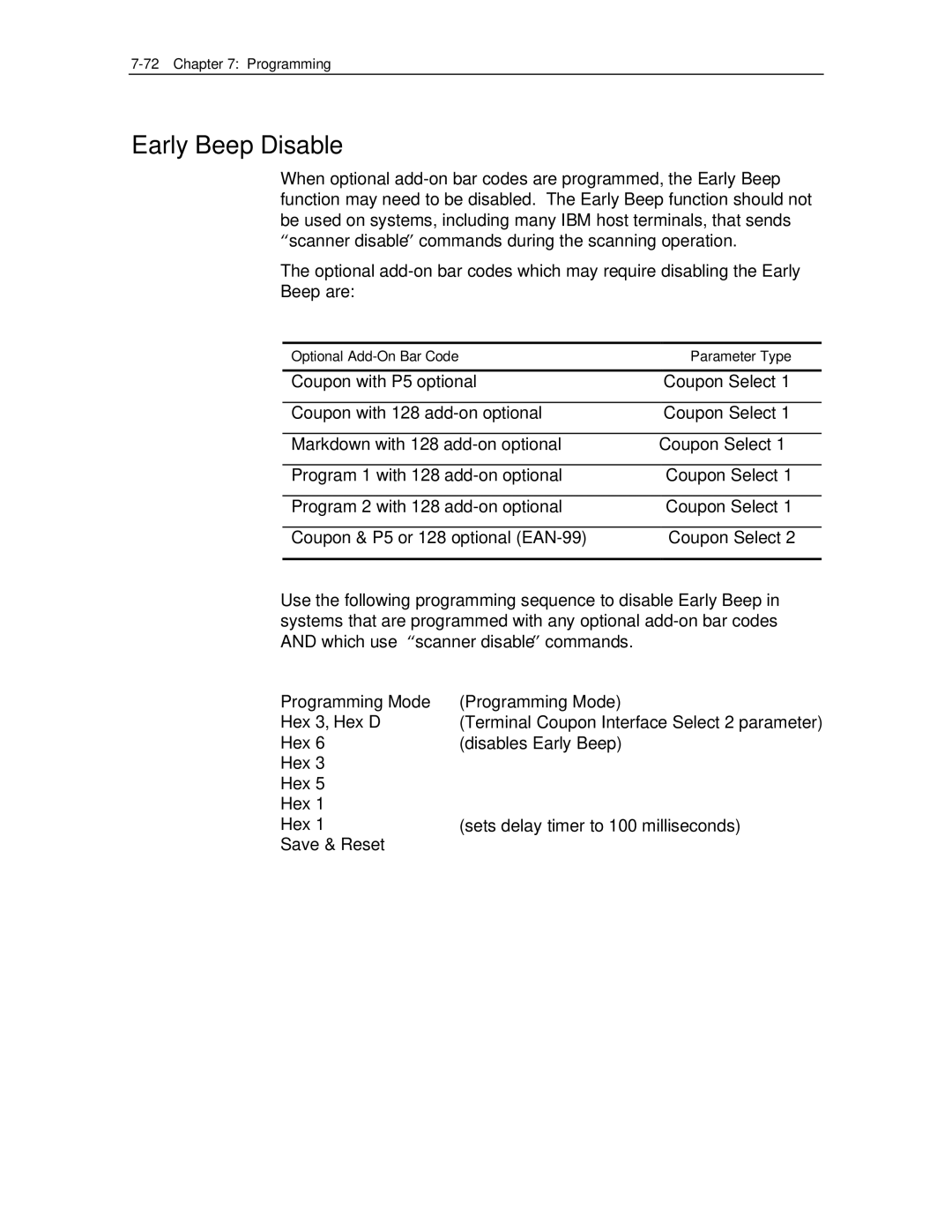 NCR 7870 manual Early Beep Disable 