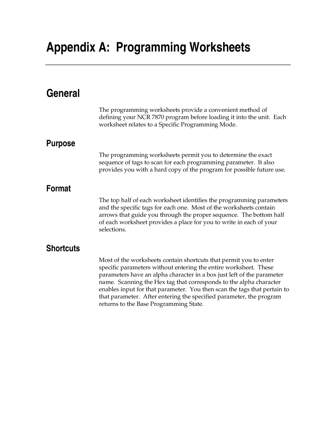 NCR 7870 manual Purpose, Format, Shortcuts 