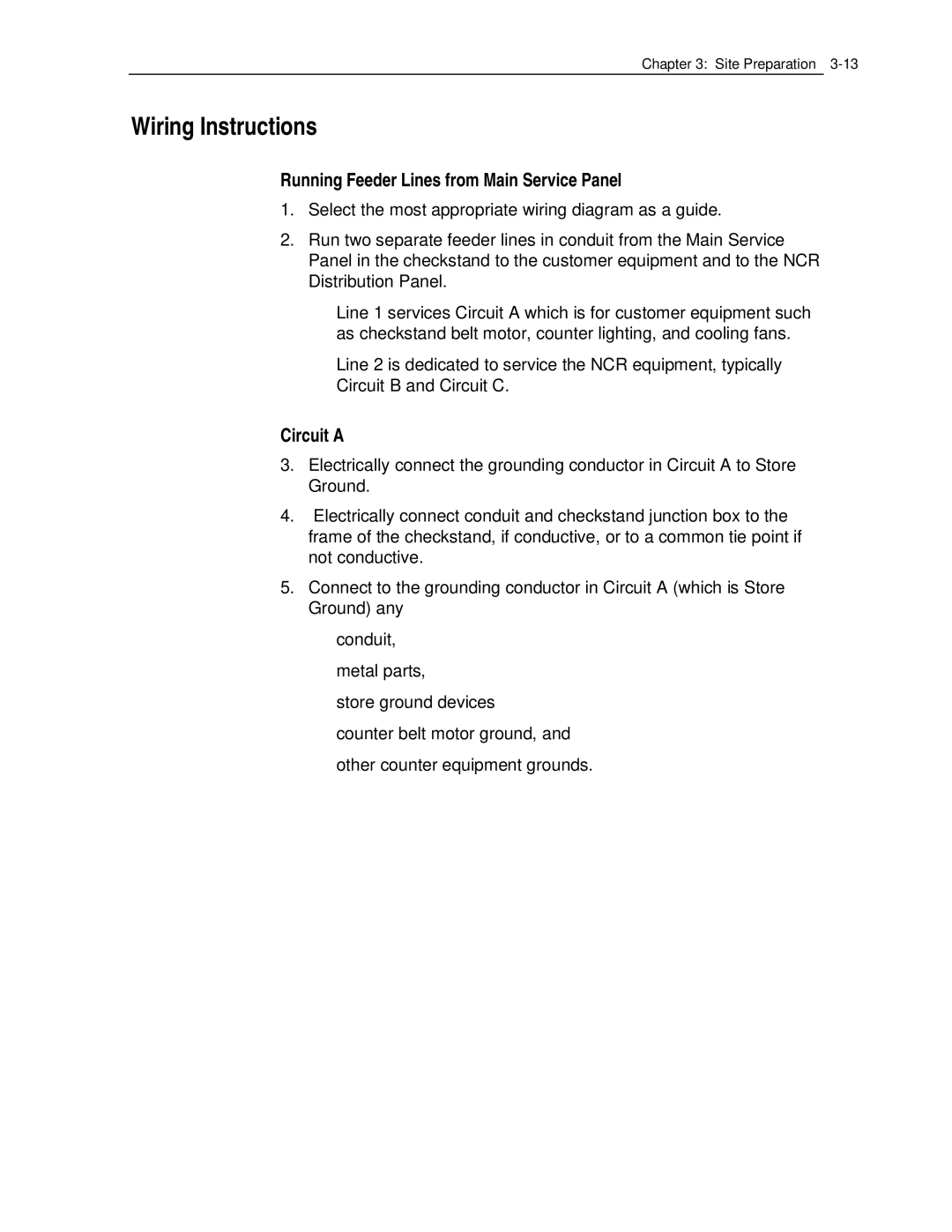 NCR 7870 manual Wiring Instructions, Running Feeder Lines from Main Service Panel, Circuit a 