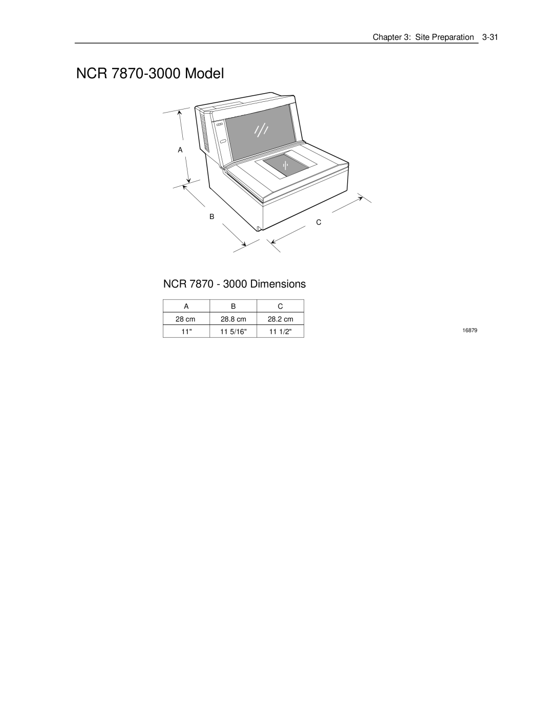 NCR manual NCR 7870-3000 Model, NCR 7870 3000 Dimensions 