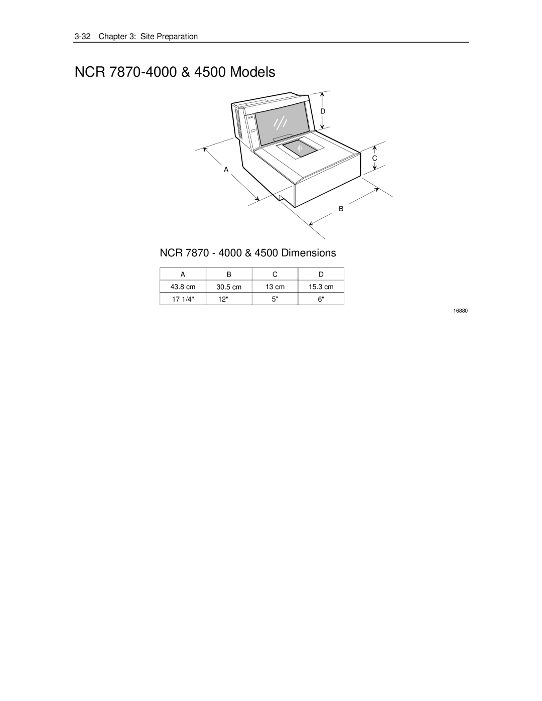 NCR manual NCR 7870-4000 & 4500 Models, NCR 7870 4000 & 4500 Dimensions 