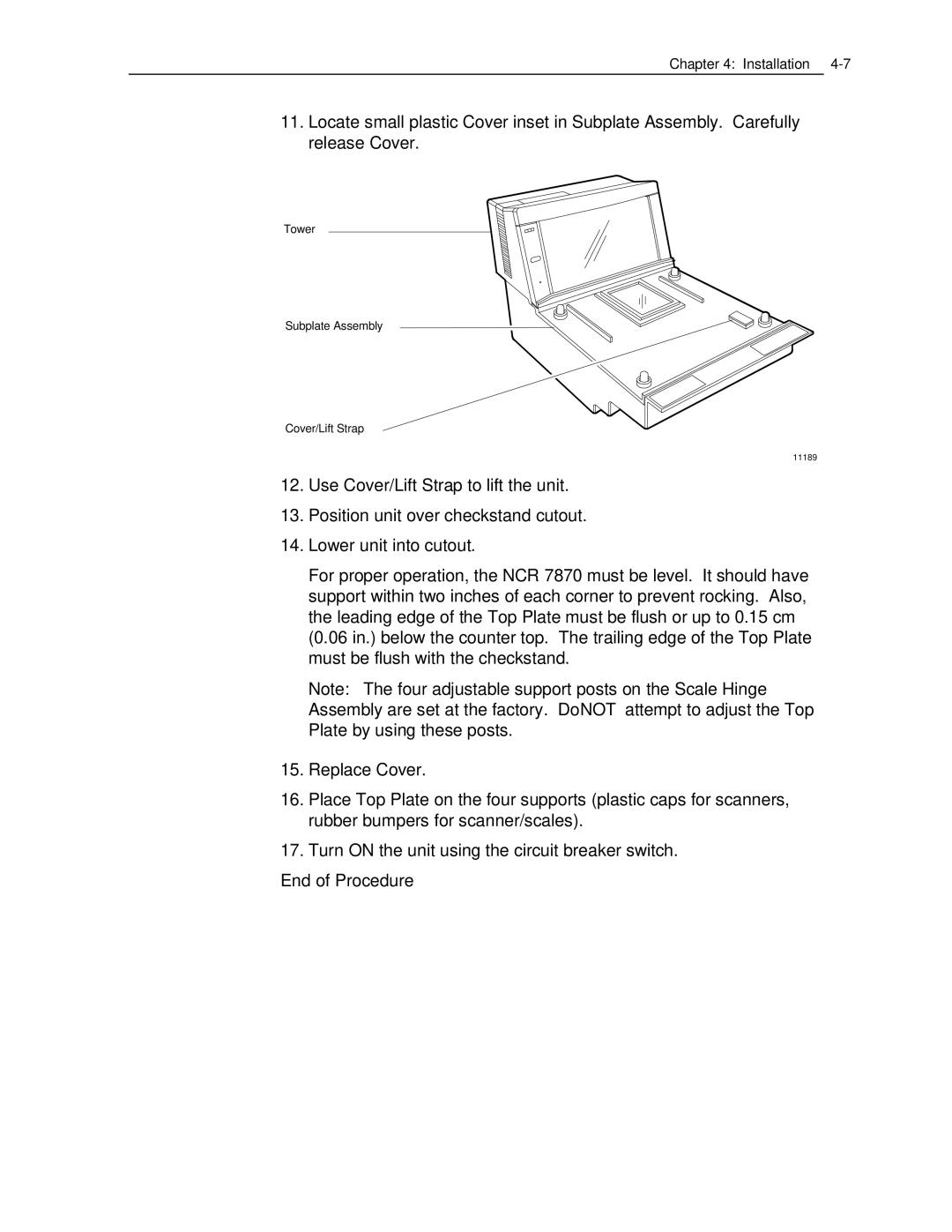NCR 7870 manual Tower Subplate Assembly Cover/Lift Strap 