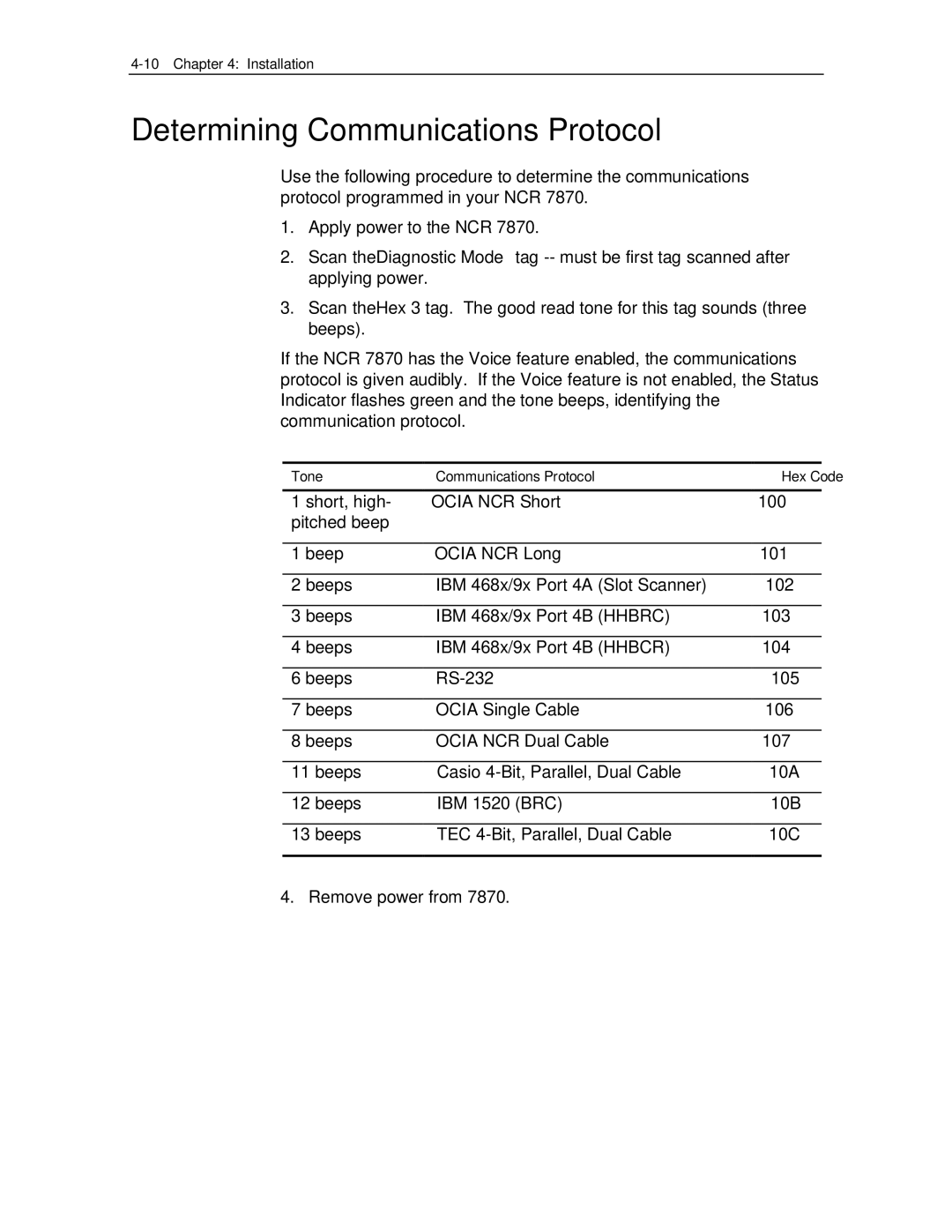 NCR 7870 manual Determining Communications Protocol 