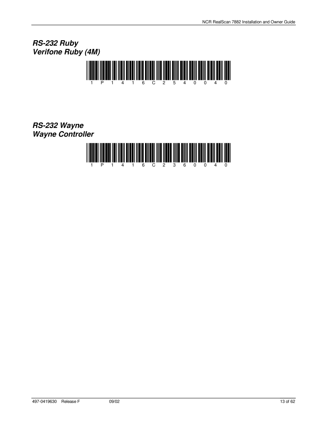 NCR 7882 manual RS-232 Ruby Verifone Ruby 4M 