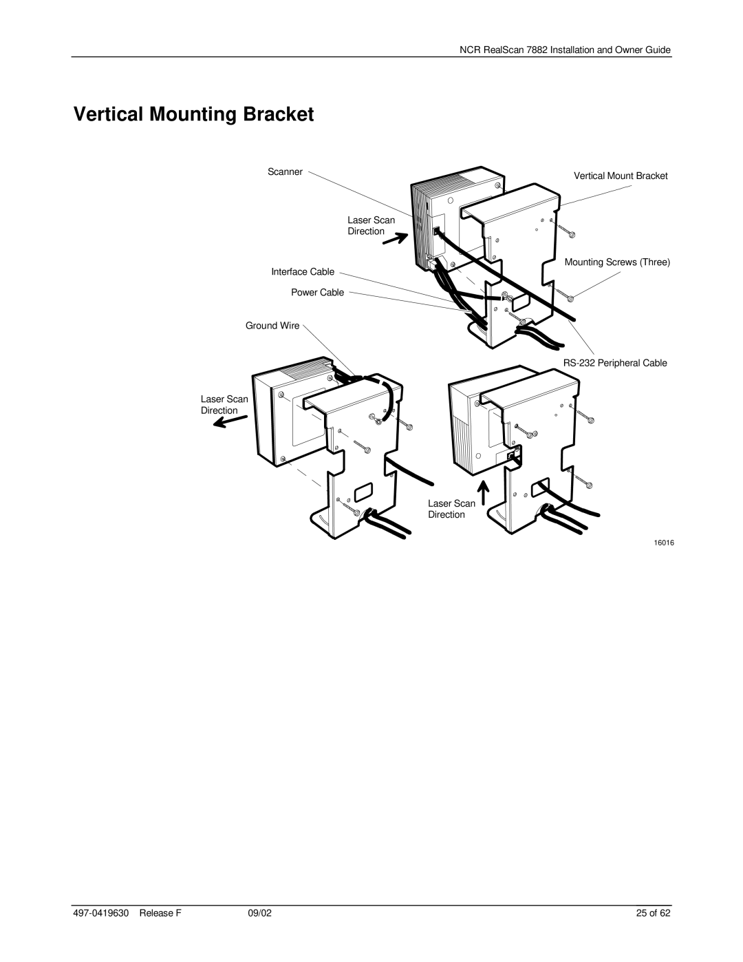 NCR 7882 manual Vertical Mounting Bracket 