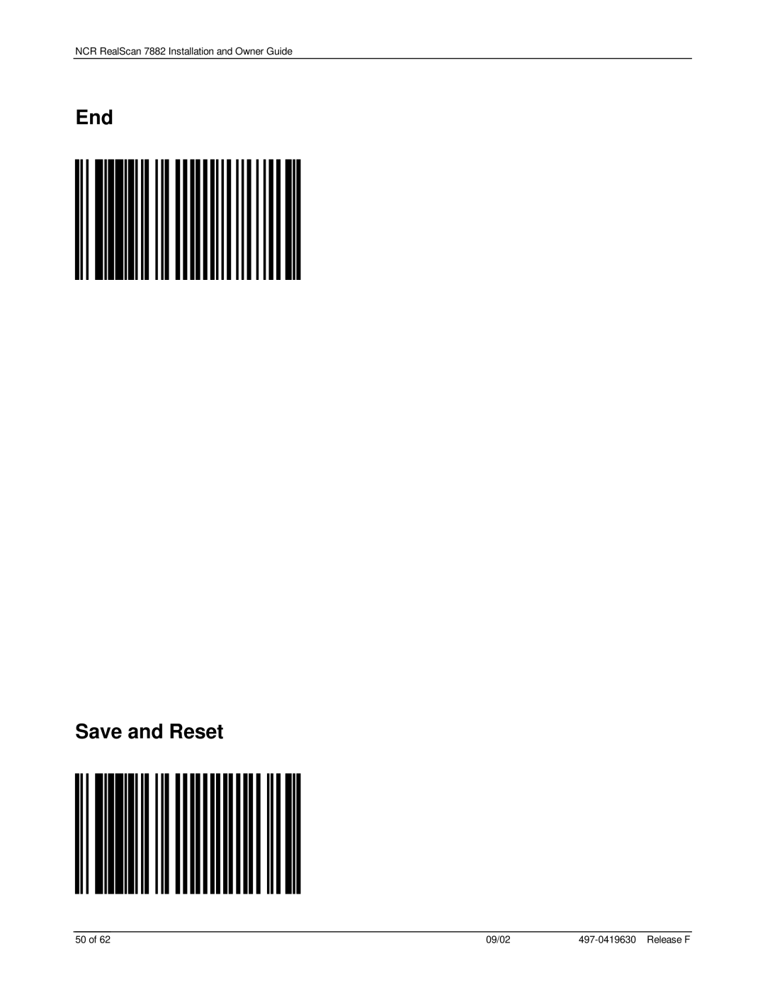 NCR 7882 manual End Save and Reset 