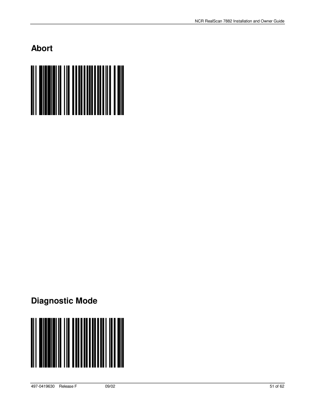 NCR 7882 manual Abort Diagnostic Mode 