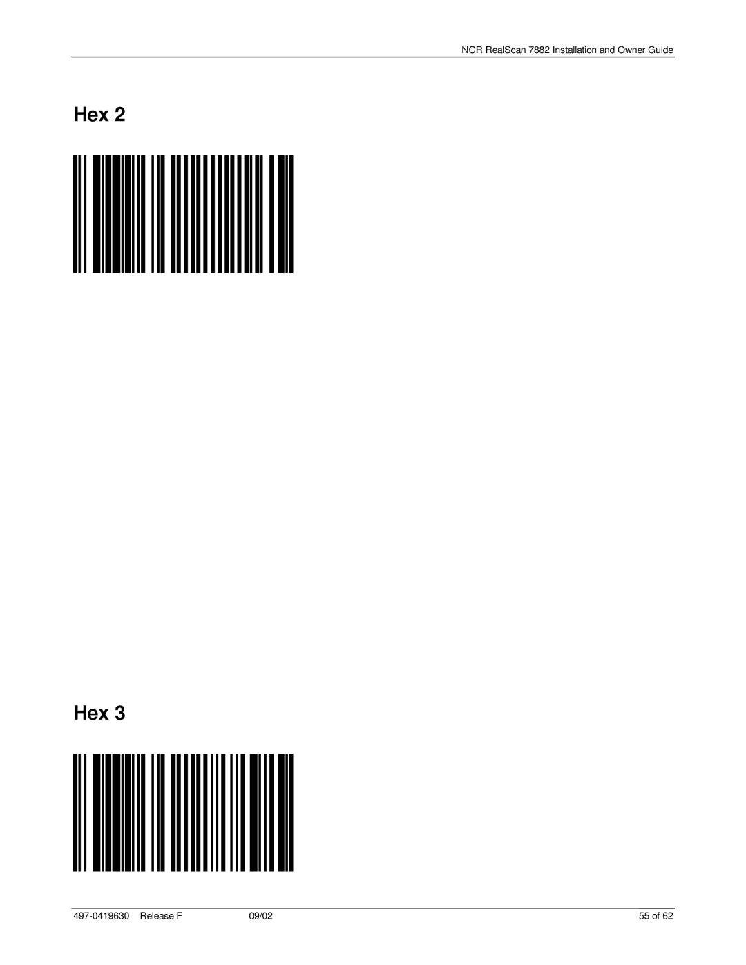 NCR 7882 manual Hex 