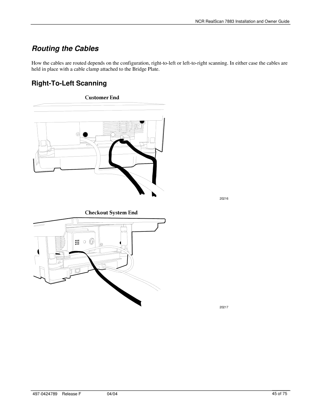 NCR 7883 manual Routing the Cables, Right-To-Left Scanning 