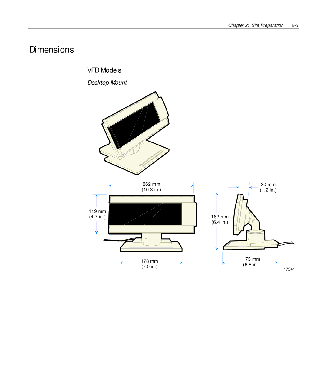 NCR NCR 5972 manual Dimensions, VFD Models 