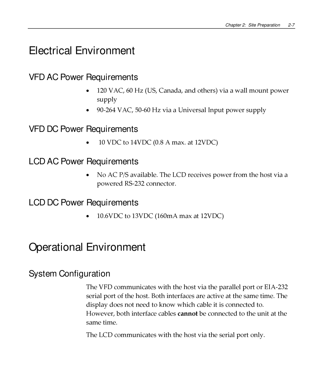 NCR NCR 5972 manual Electrical Environment, Operational Environment 