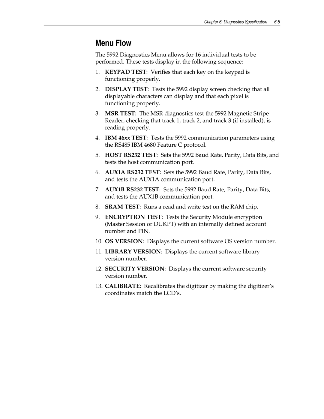 NCR NCR 5992 manual Menu Flow 