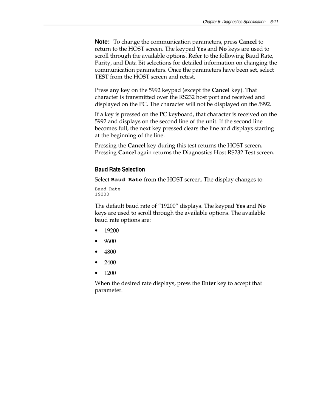 NCR NCR 5992 manual Baud Rate Selection 