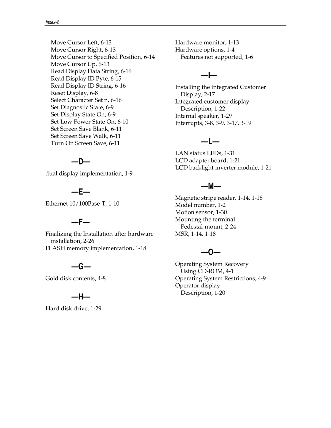 NCR NCR7454 manual Index-2 