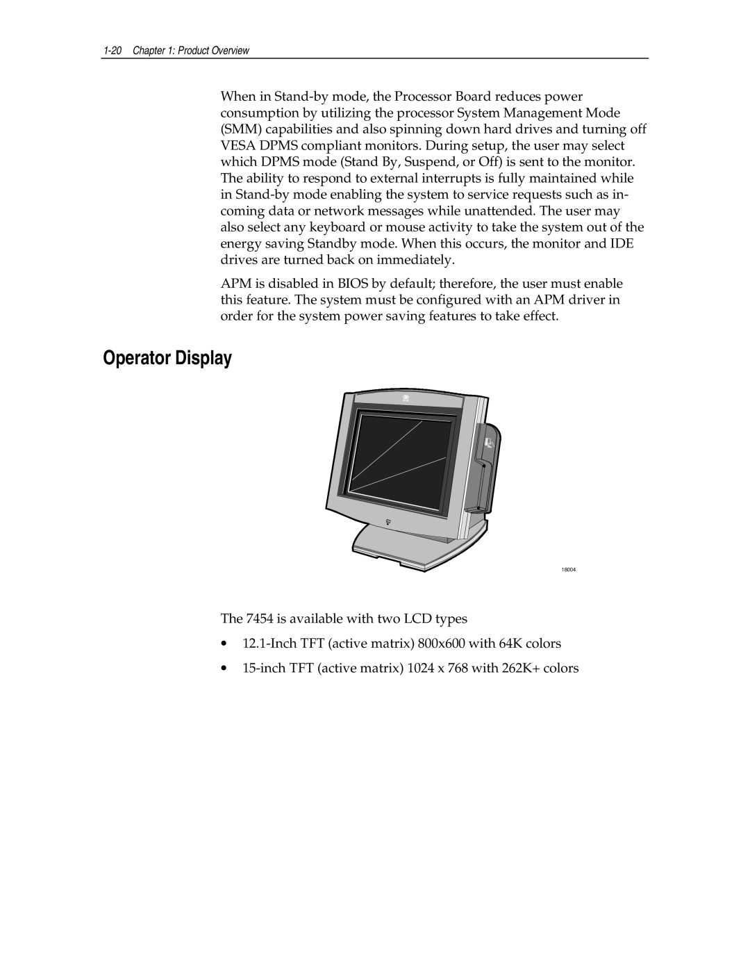 NCR NCR7454 manual Operator Display 