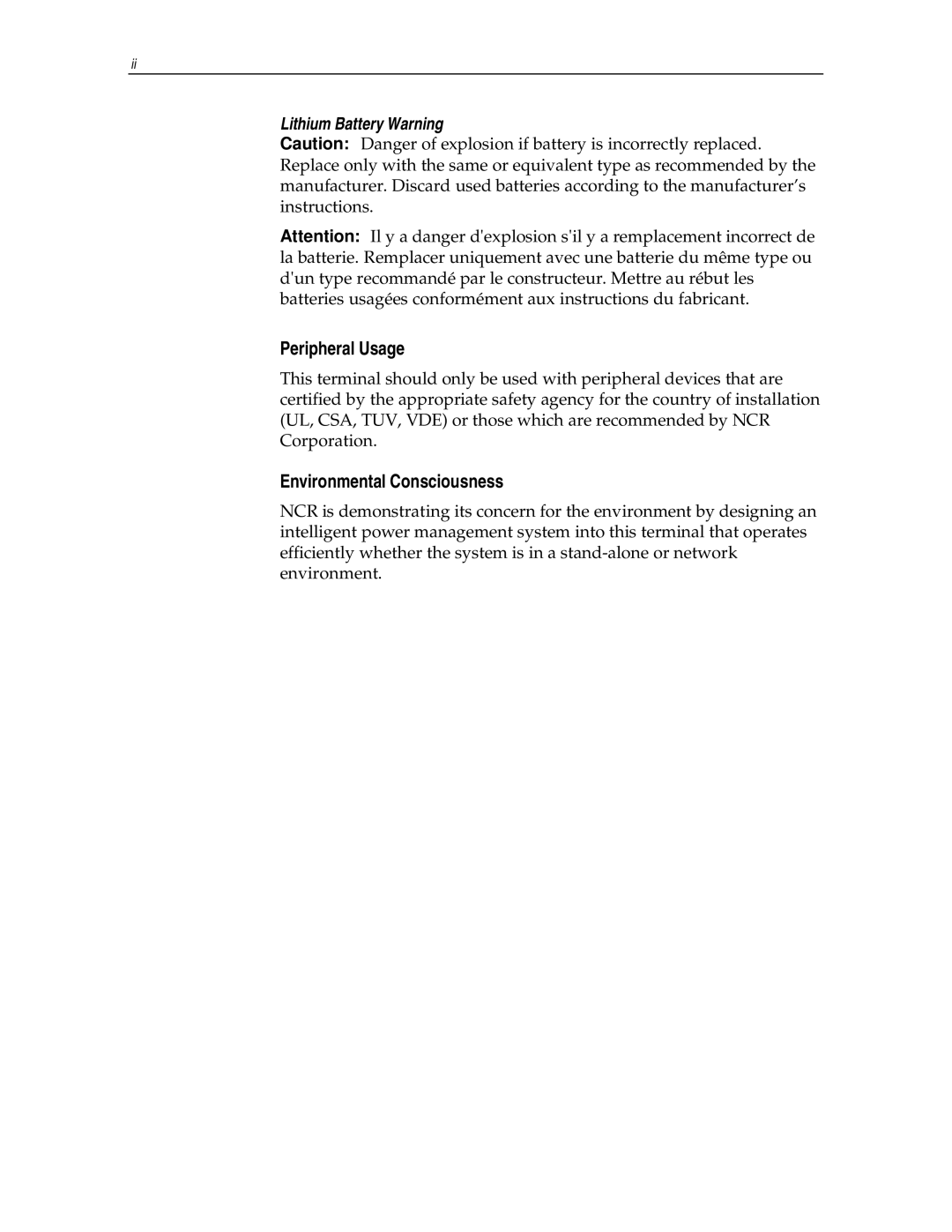 NCR NCR7454 manual Peripheral Usage, Environmental Consciousness 