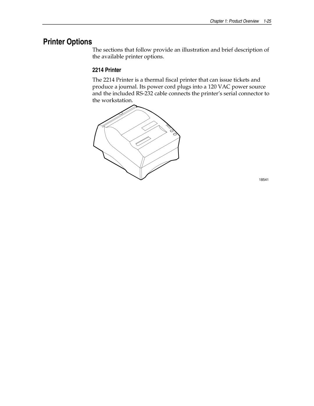 NCR NCR7454 manual Printer Options 