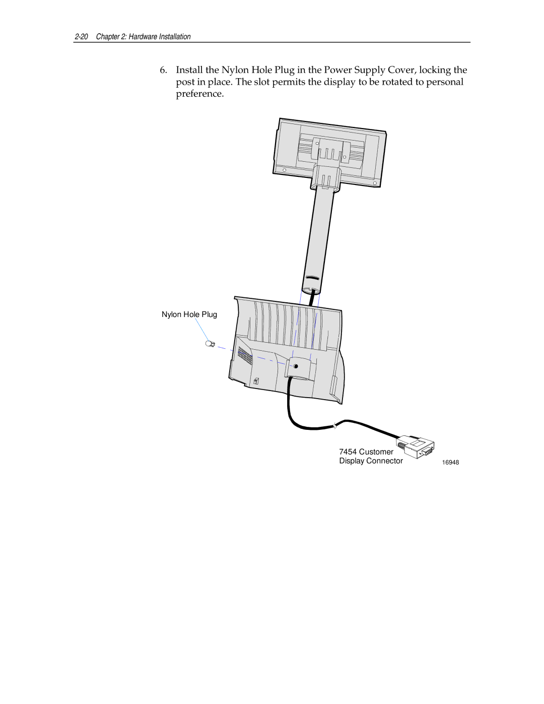 NCR NCR7454 manual Nylon Hole Plug Customer Display Connector 