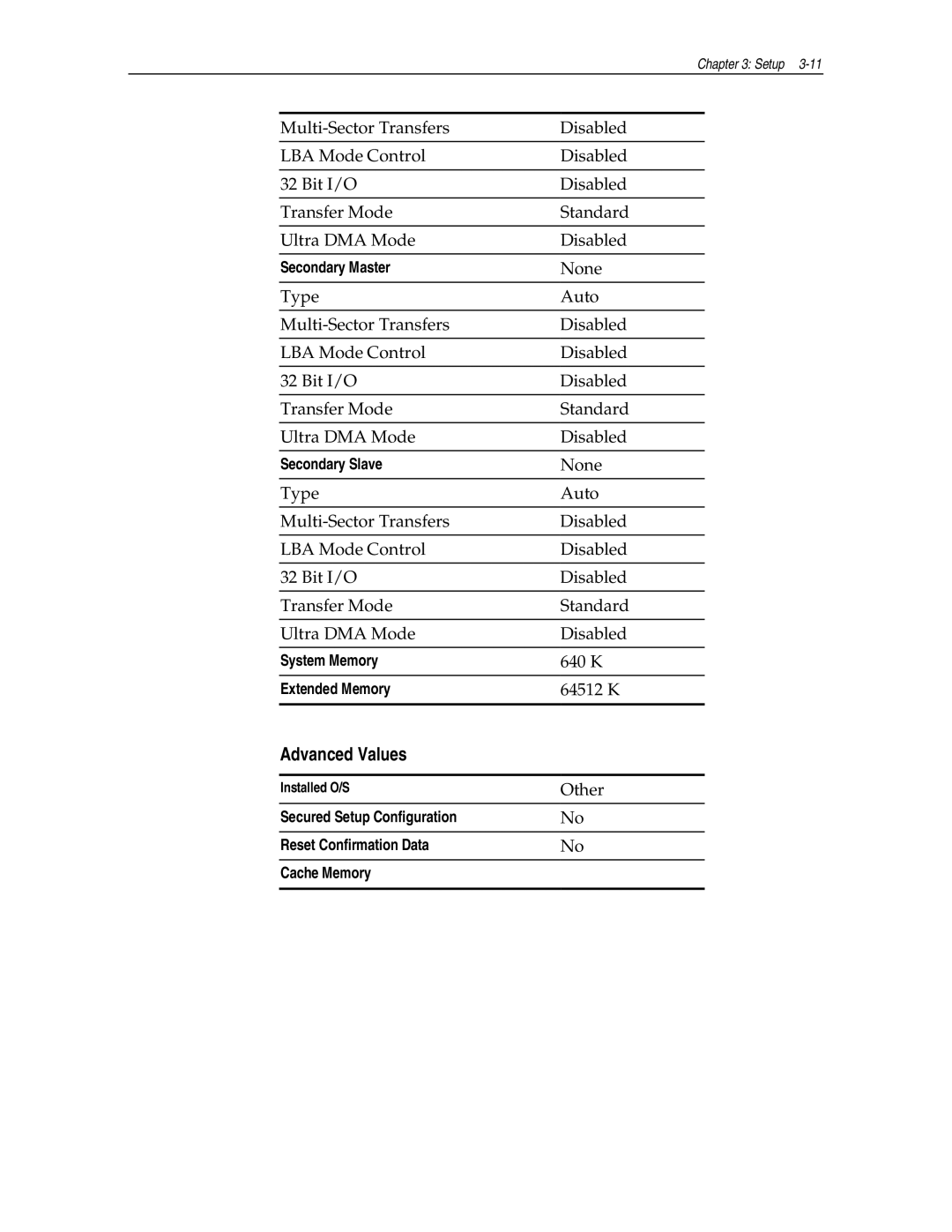 NCR NCR7454 manual Advanced Values 