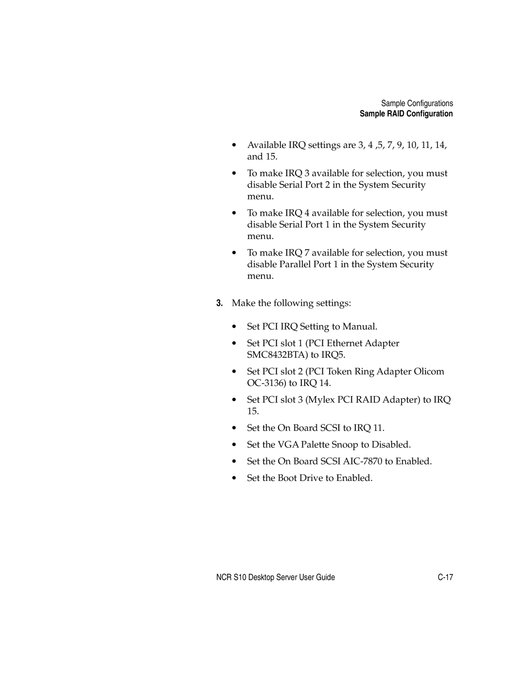 NCR S10 manual Sample RAID Configuration 