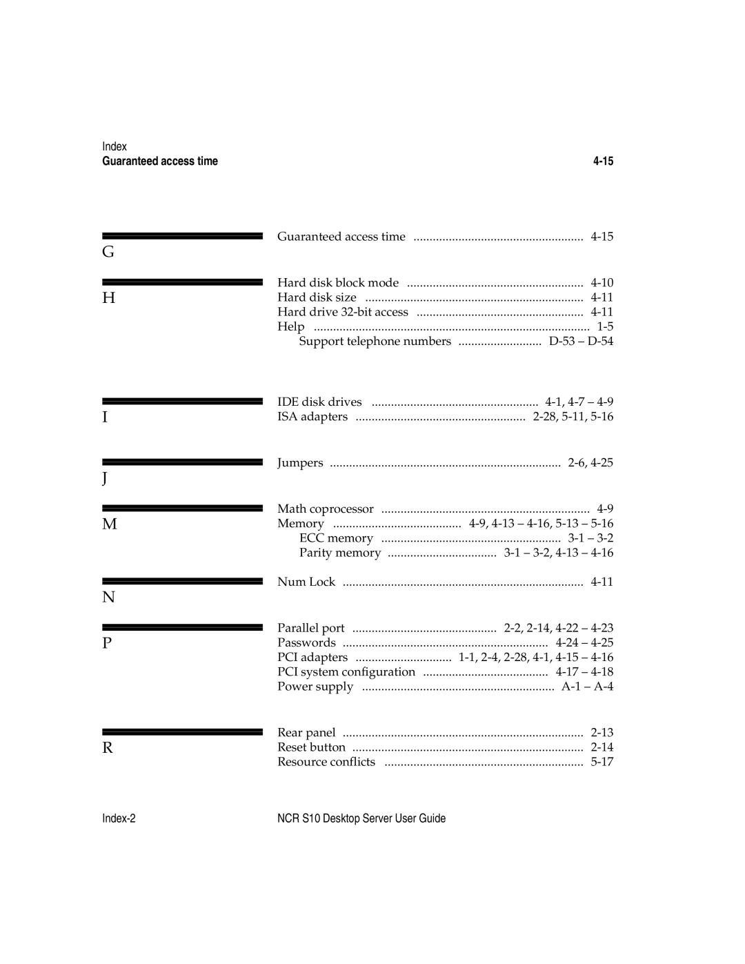 NCR S10 manual Index-2 