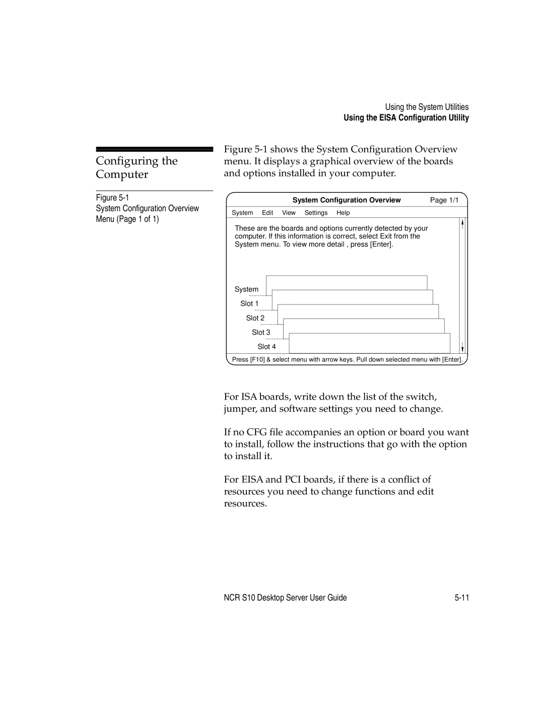 NCR S10 manual Configuring the Computer, System Configuration Overview 1/1 