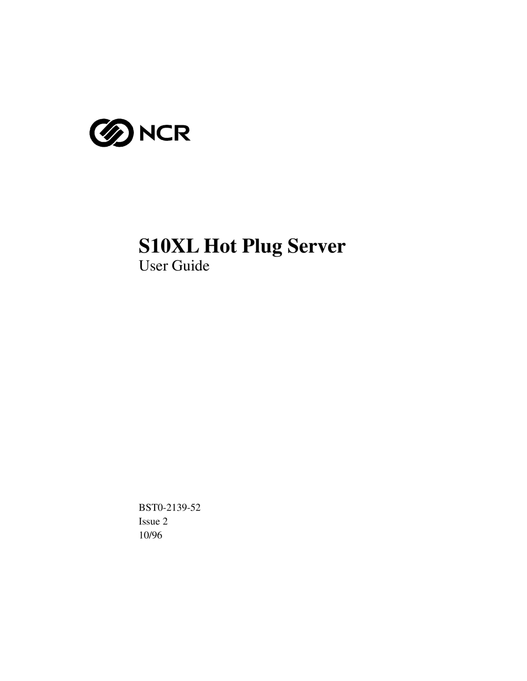 NCR manual S10XL Hot Plug Server 