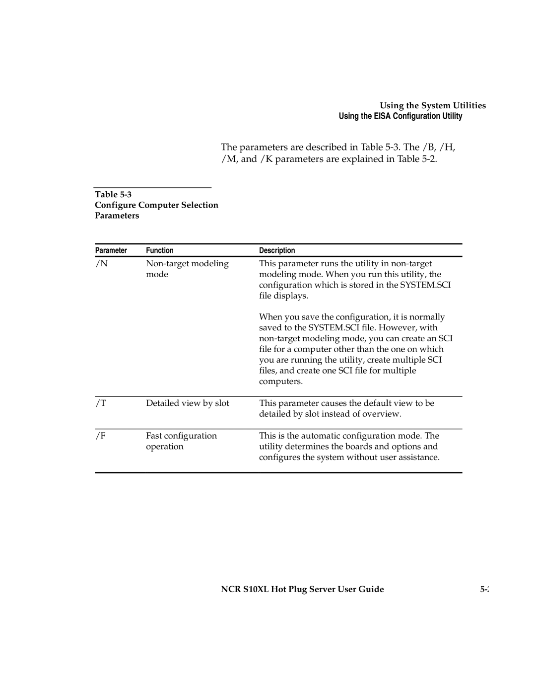 NCR S10XL manual Configure Computer Selection Parameters 