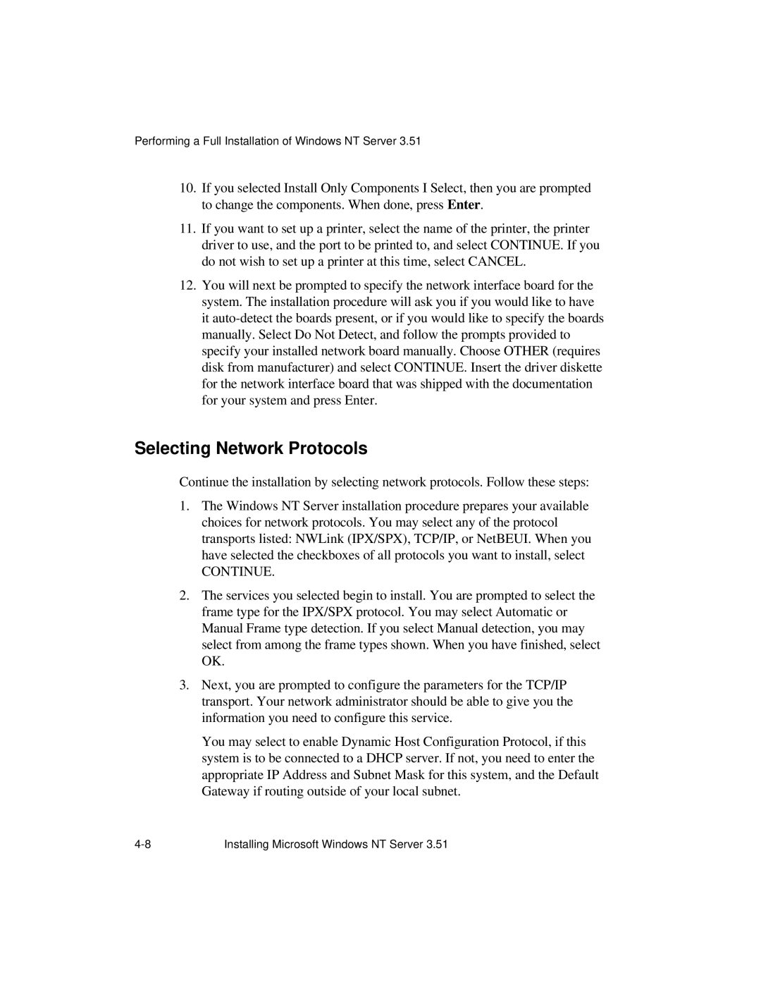 NCR S16 manual Selecting Network Protocols 
