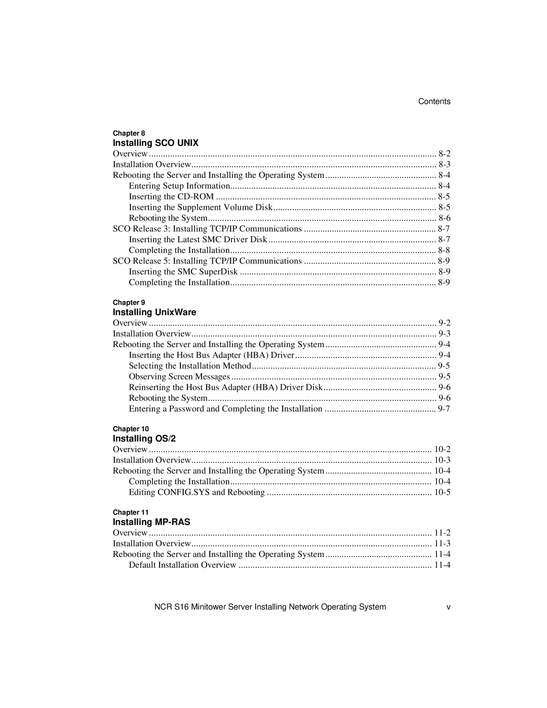 NCR S16 manual Installing SCO Unix 