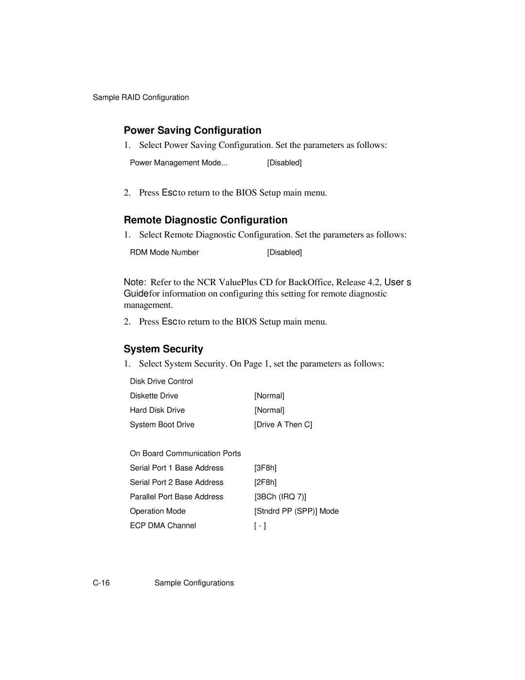 NCR S26 manual Power Saving Configuration 