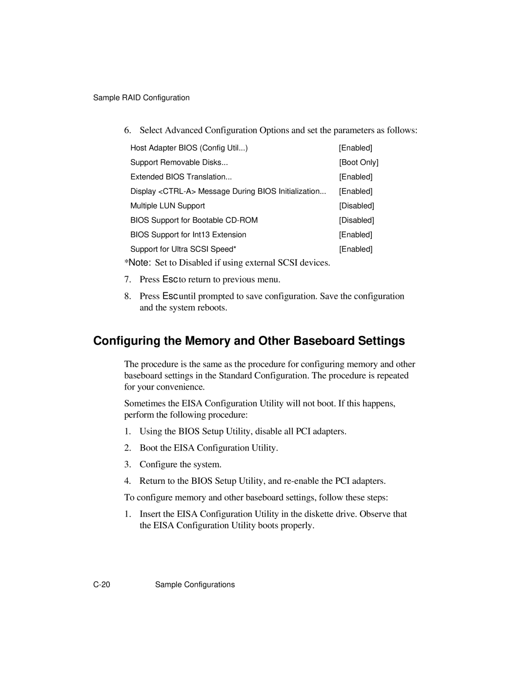 NCR S26 manual Configuring the Memory and Other Baseboard Settings 