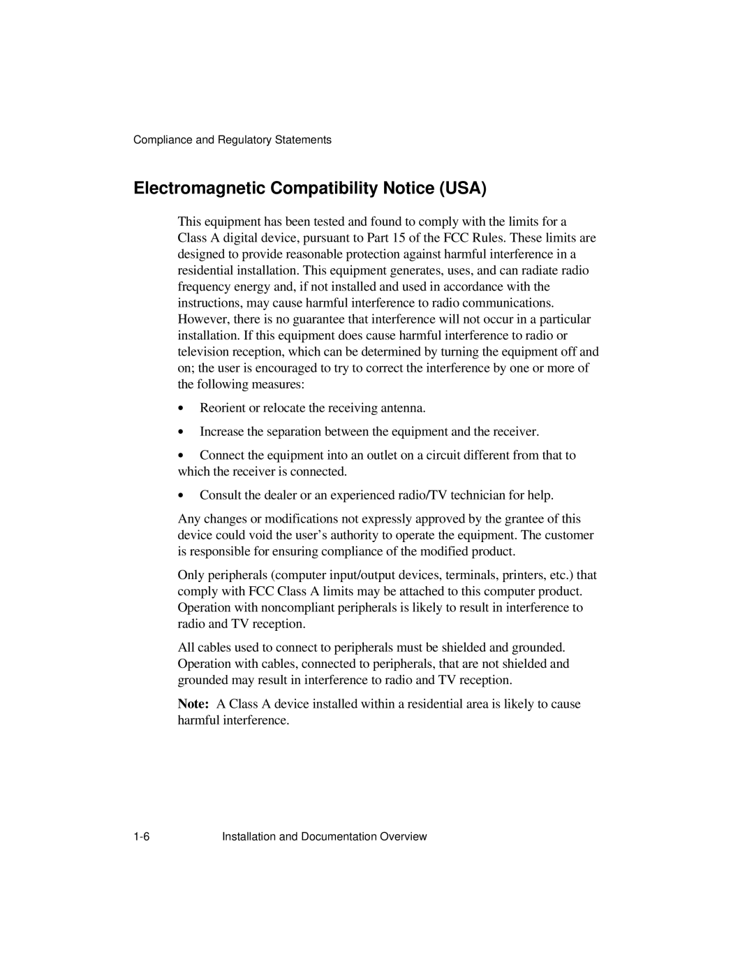 NCR S26 manual Electromagnetic Compatibility Notice USA 