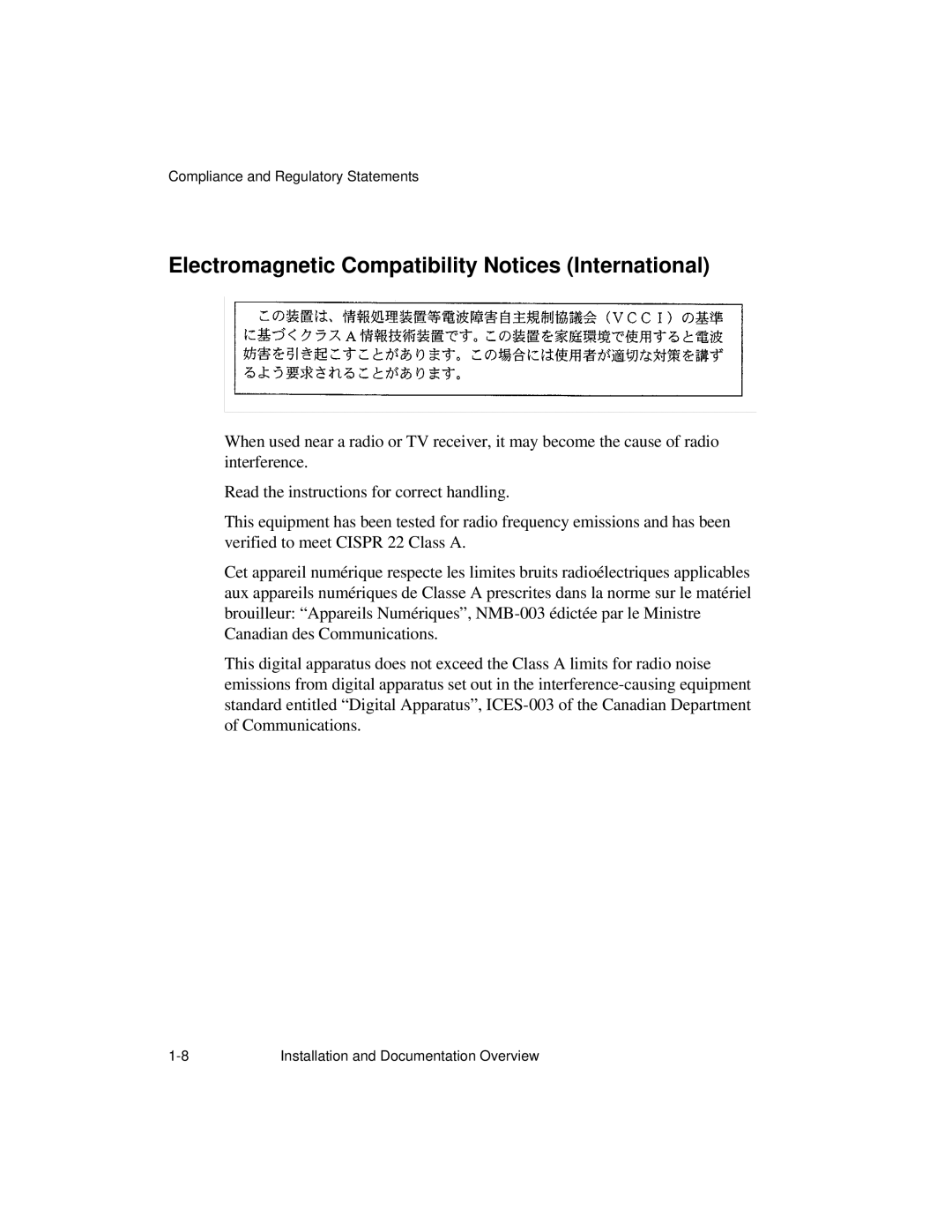 NCR S26 manual Electromagnetic Compatibility Notices International 