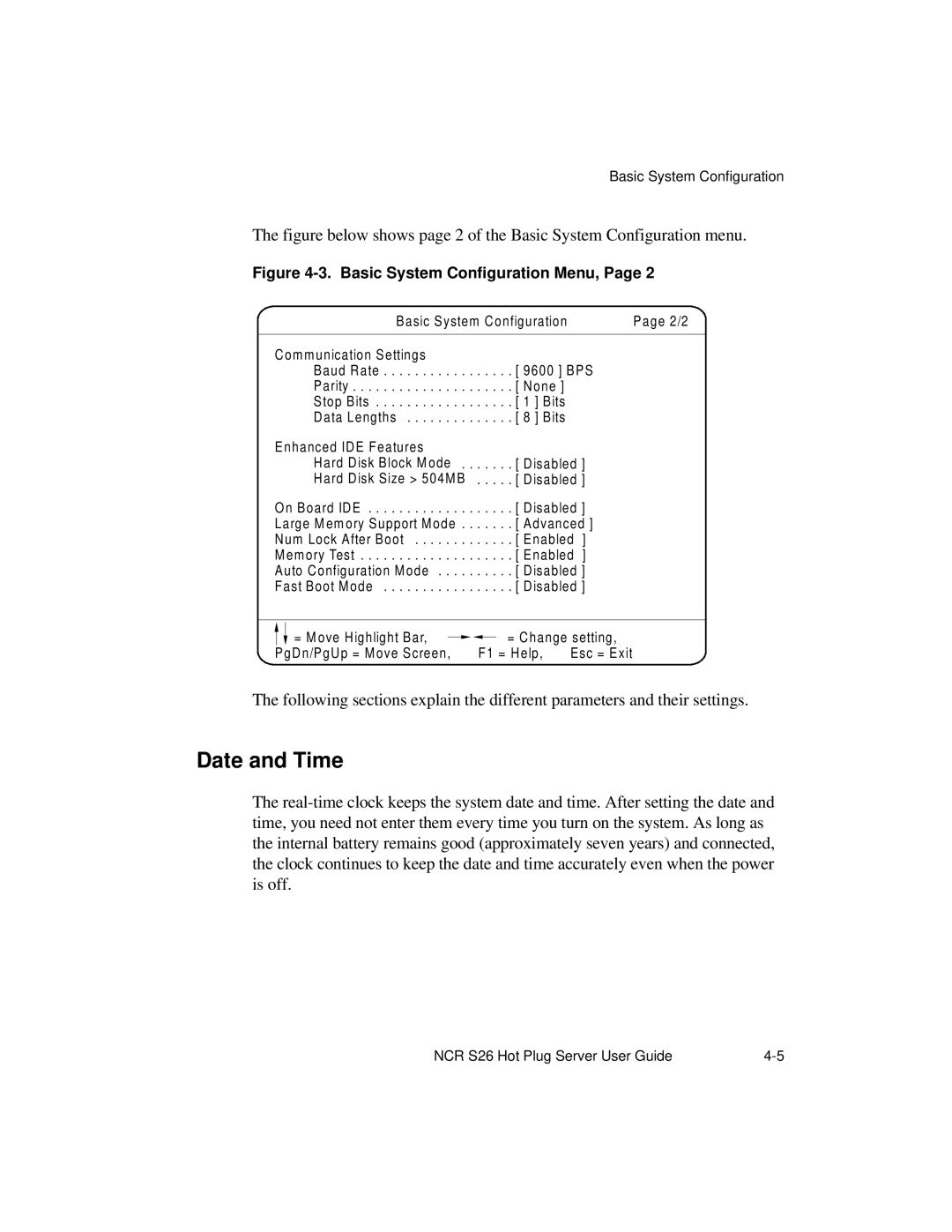 NCR S26 manual Date and Time 