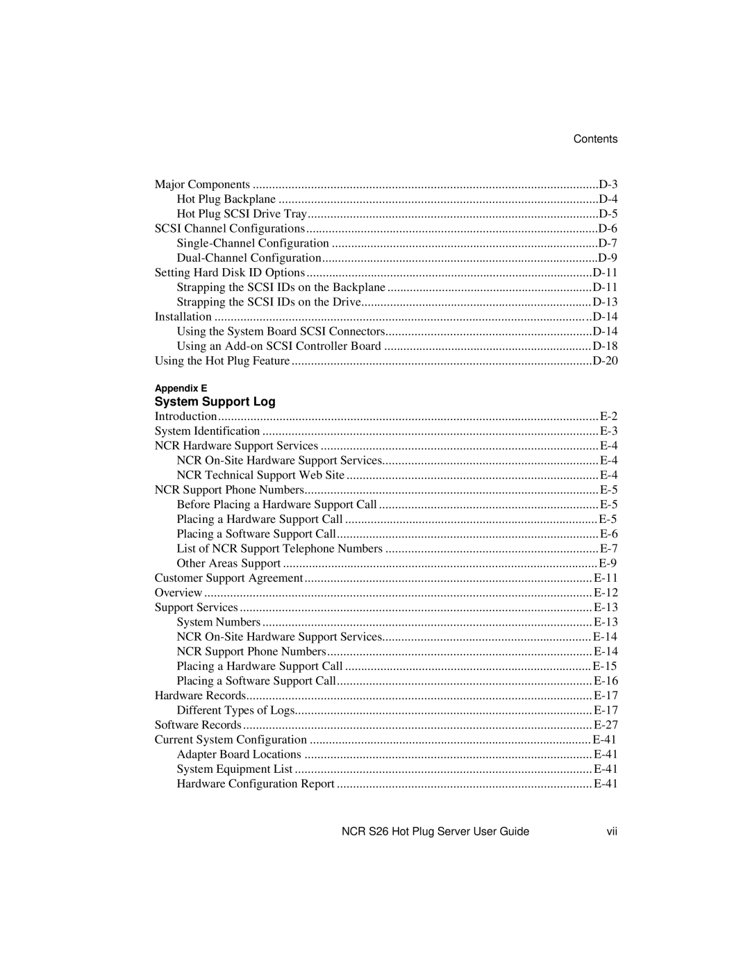 NCR S26 manual System Support Log 