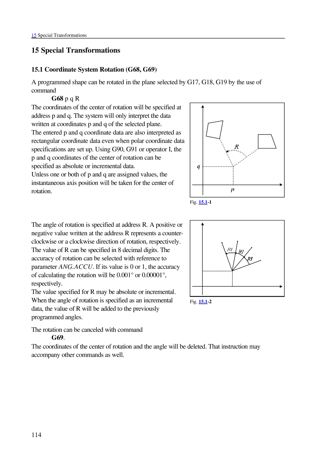 NCT Group 2000M, 99M manual Special Transformations, Coordinate System Rotation G68, G69 